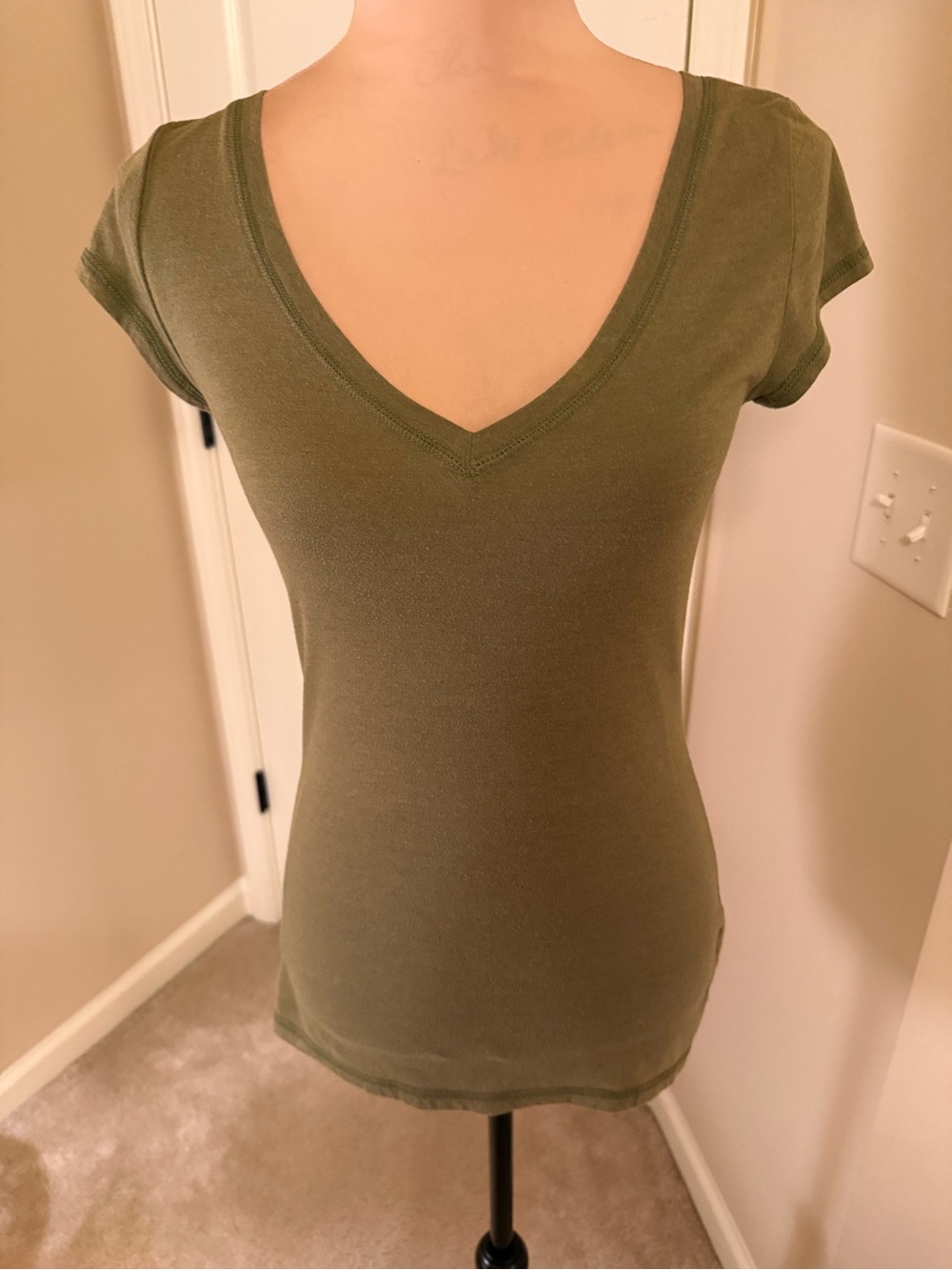 Mossimo Supply Co. Olive Green V-Neck Short Sleeve Tee